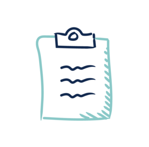 a fact sheet icon - a clipboard sheet with writing on it